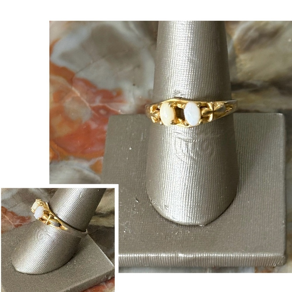 Gold Plated 18K Natural Australia Opals Ring